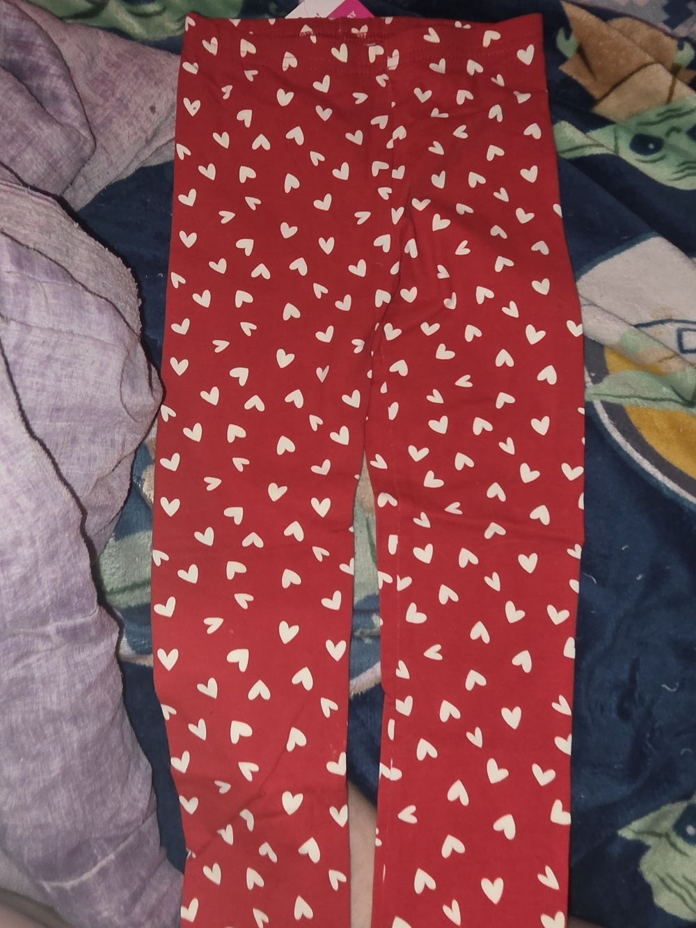 Girls Red Heart Print Leggings - Kids Bottoms 5T
